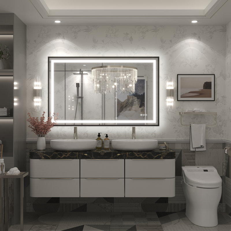Miroir de salle de bain Molly Framelss, 48 po x 30 po, Noir