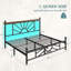 Structure de lit en métal rétro avec lumières DEL, tête de lit avec rangement et rangement sous le lit de 10,2 po, lit plateforme robuste et silencieux-1070582254-1070582259