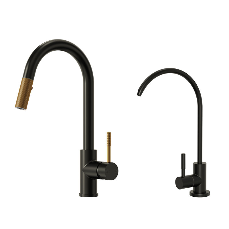 Ensemble de robinet de cuisine double - robinet rétractable et robinet à eau par osmose inversée pour évier de cuisine