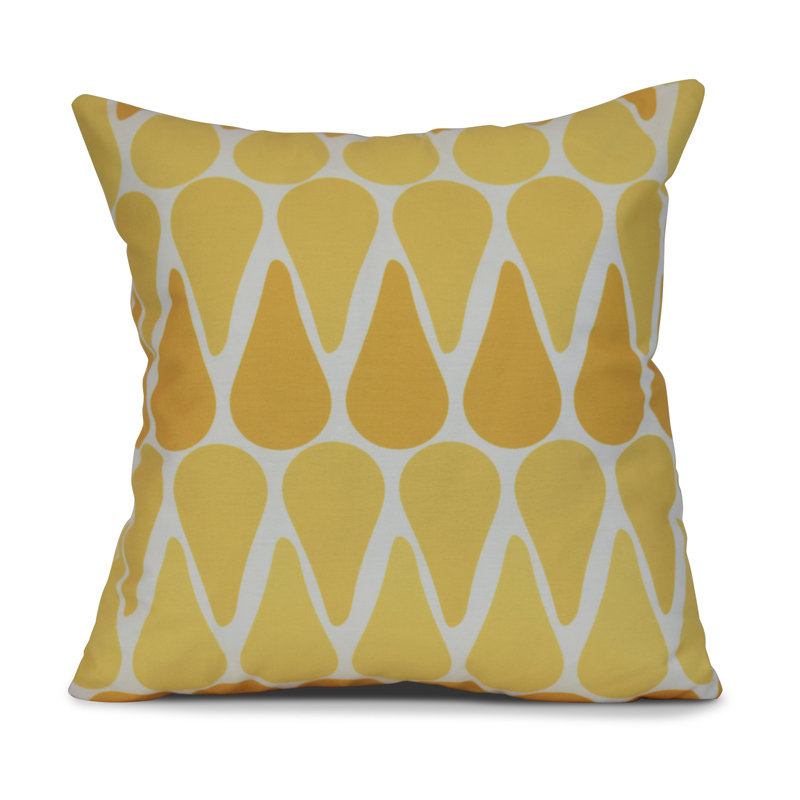Sail, Sun, & Fun Geometric Reversible Throw Pillow, 16" H x 16" W x 7" D, Yellow