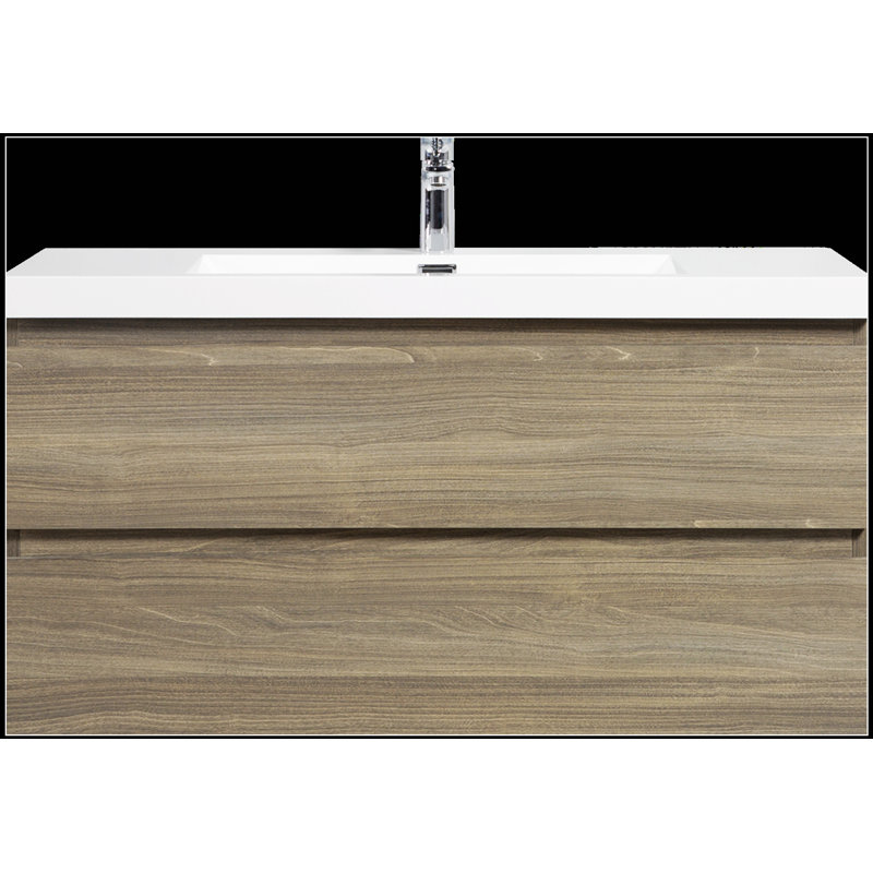 Meuble-lavabo flottant de 42 po avec lavabo, rangement mural moderne pour salles de bain sans encombrement, Gris, 42", Blanc