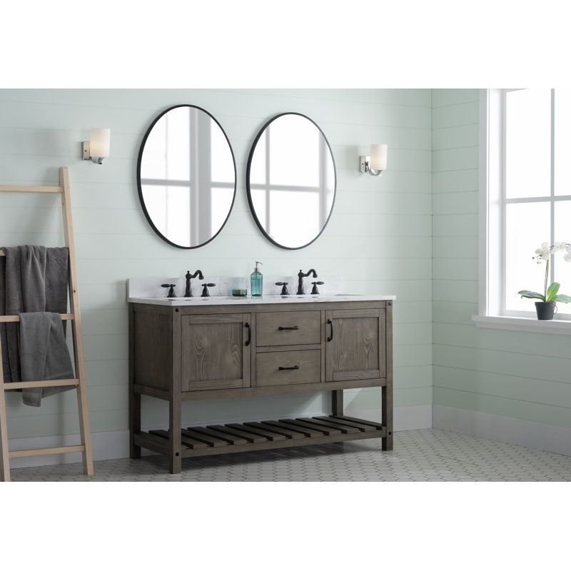 Radstock 54'' Double Bathroom Vanity with Top, Antique Gray