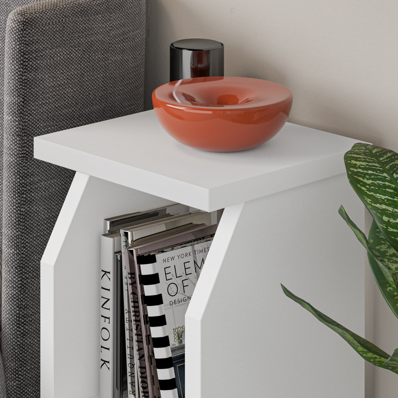 Akie Modern Compact Side Table for Small Spaces, White
