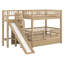 Lit superposé avec glissière, lit gigogne et escalier de rangement, lit superposé en bois massif compact-722142819