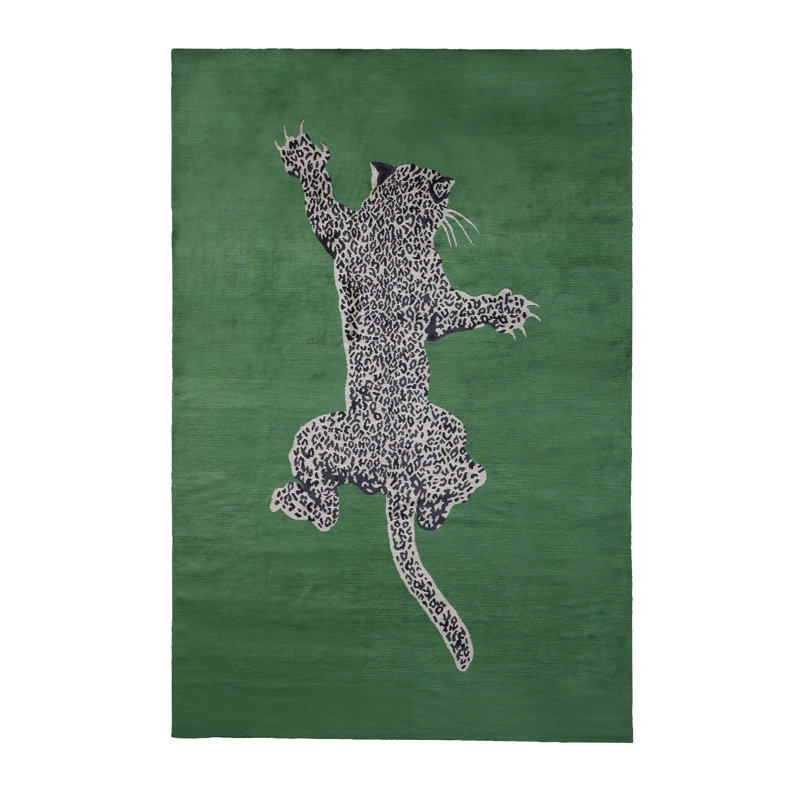 Diane Von Furstenberg Climbing Leopard Emerald Area Rug, Rectangle 9' x 12'