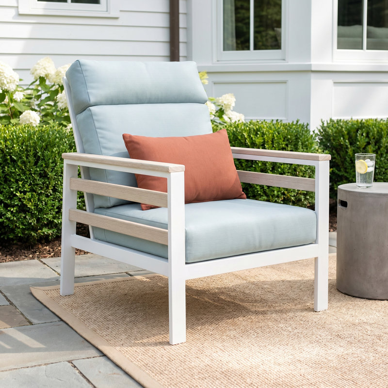 Townsend Metal Outdoor Lounge Club Chair With Sunbrella Cushion, Spectrum Cilantro