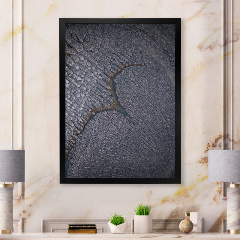 Luxe luxueux, art fluide sur toile monochrome gris IV, Cadre noir, H 20 po x l 12 po x P 1 po
