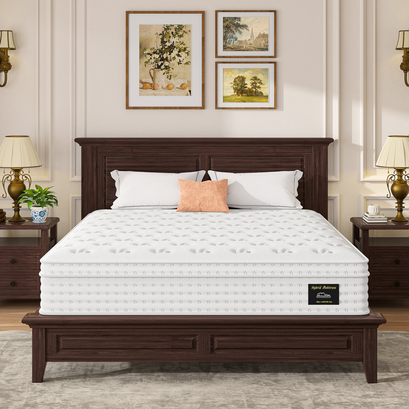 12" Hybrid Mattress, Memory Foam & Pocket Springs For Pressure Relief, Fiberglass Free, White (Queen/King Sizes Available)