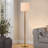 64.5" Antique Gold Floor Lamp With Linen Shade - Classic Bamboo Design For Living Room, Bedroom, Office-1319878188