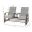 Banc oscillant d'extérieur pour 2 personnes, causeuse de balançoire de patio avec filet respirant, table, structure en acier pour le jardin, la cour, le porche, gris