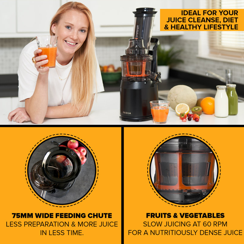 Fridja f1900 Whole Fruit Juicer - Powerful Cold Press Masticating Juicer for Fruits, Vegetables & Greens, Easy to Clean
