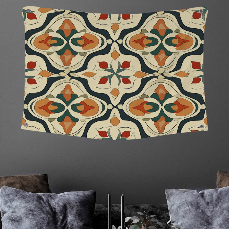 Tapisserie murale à motif de carreaux - Décoration murale abstraite, H 50 po x l 60 po