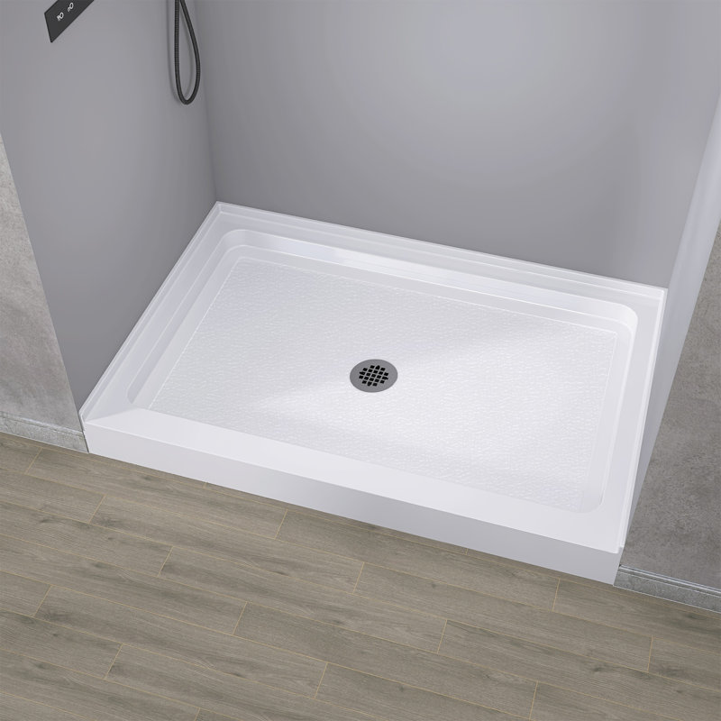 48 In. X 30 In. Acrylic Single Threshold Shower Base Alcove Floor Rectangular Shower Pan Base With Center Drain In White