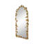 Miroir mural pleine longueur arqué avec des accents de feuille d'or, miroir décoratif pour la chambre à coucher de salon