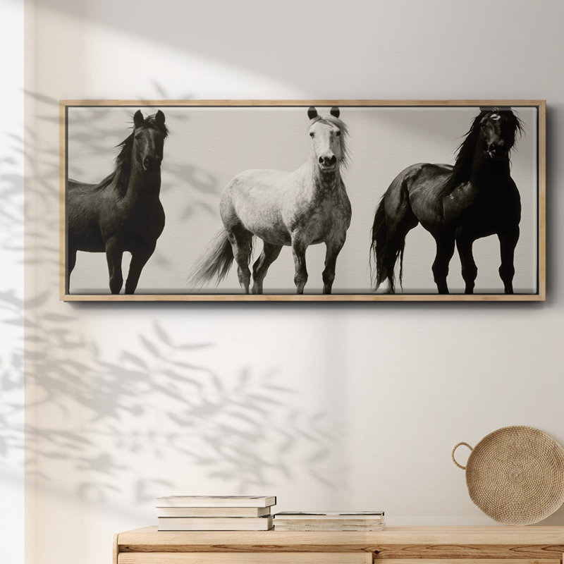 Wild Stallions- Framed Canvas, 24" H x 60" W