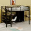 Lit mezzanine en métal avec ensemble de table et garde-robe