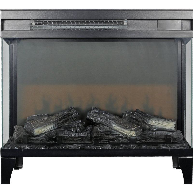 24 Inch Three Sided Glass Electric Fireplace - 5000 /H Heat, 11 Temperature Adjustments, 4 Flame Colours, 5 Brightness Levels, Infrared Quartz Heating, Freestanding, Easy To Install, Remote Control