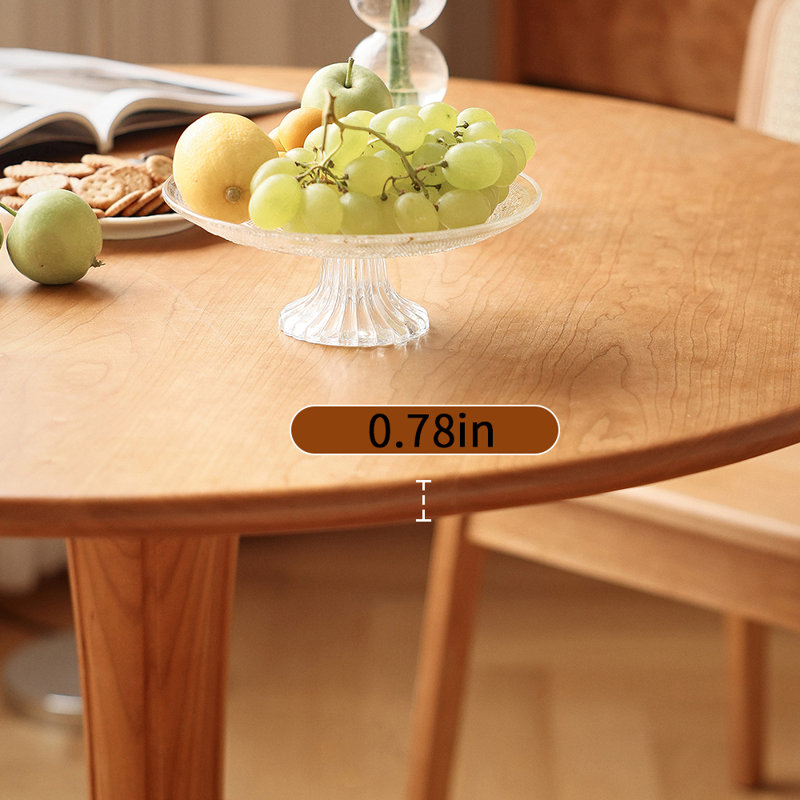 Table ronde rétro en bois massif de cerisier, H 29,13 po x L 39,37 po x l 39,37 po