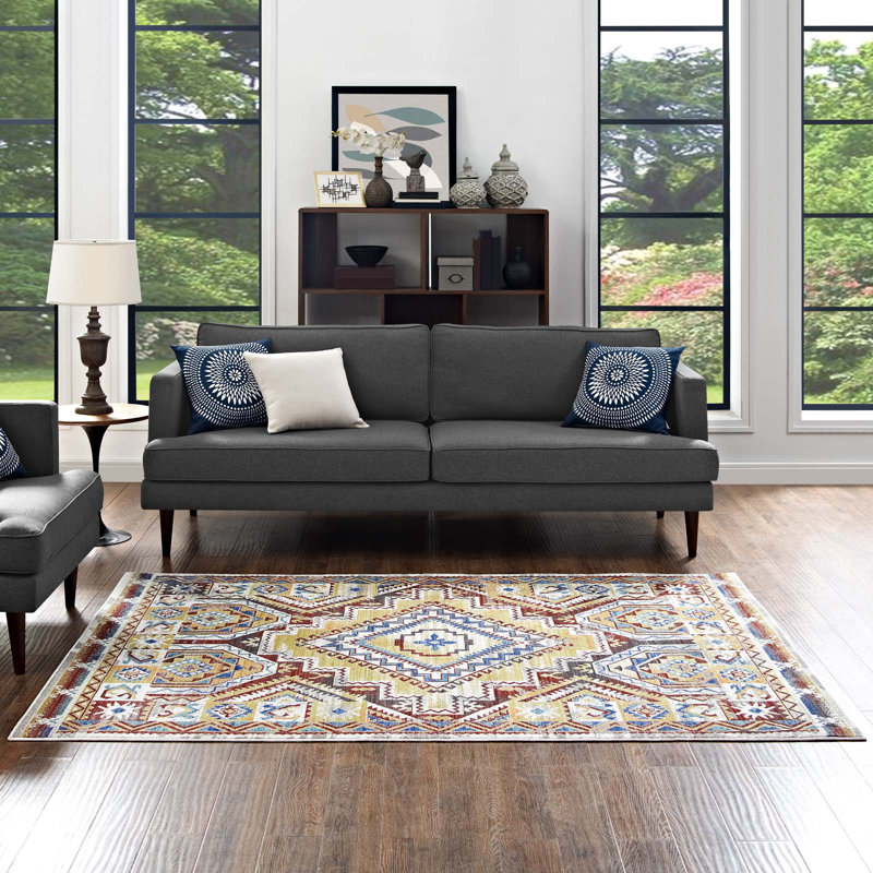 Florita Distressed Southwestern Aztec Area Rug by Modway, Rectangle 4' x 6'