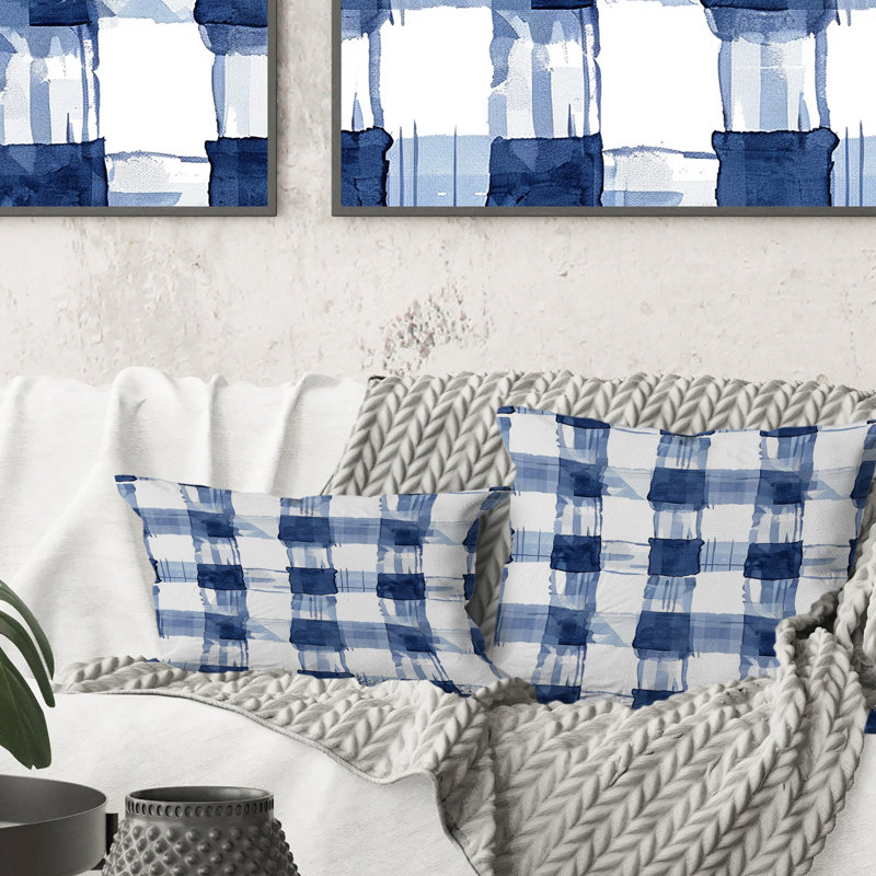 Coussin traditionnel bleu et blanc