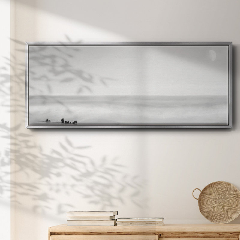 Panneau noir et blanc d'eau, toile encadrée, Argent, H 8 po x l 20 po x P 1,5 po