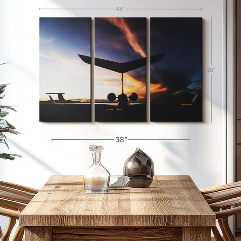 "Silhouette de jet privé" sur, H 28 po x l 45 po x P 1,25 po