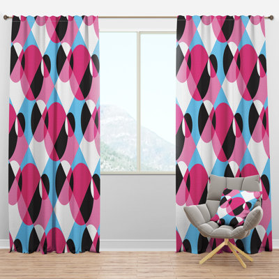 Abstract Geometric Retro I - Mid-Century Curtain - Velvet Room darkening - 1 panel