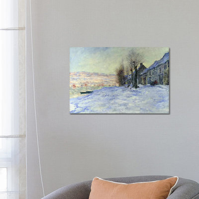 Lavacourt Sunshine And Snow by Claude Monet - Wrapped Canvas Painting