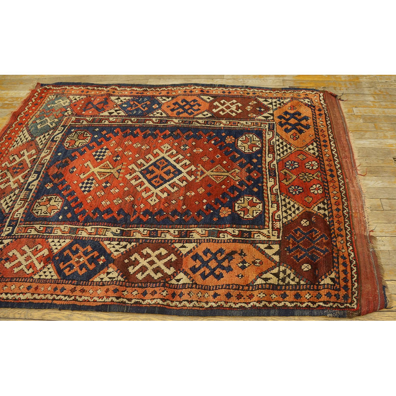 Antique Konya Small Scatter Size Wool Coral Rug