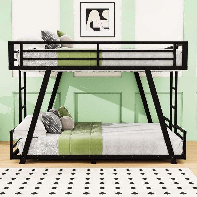 Metal Bunk Bed with Dual Ladders, Full Over Full