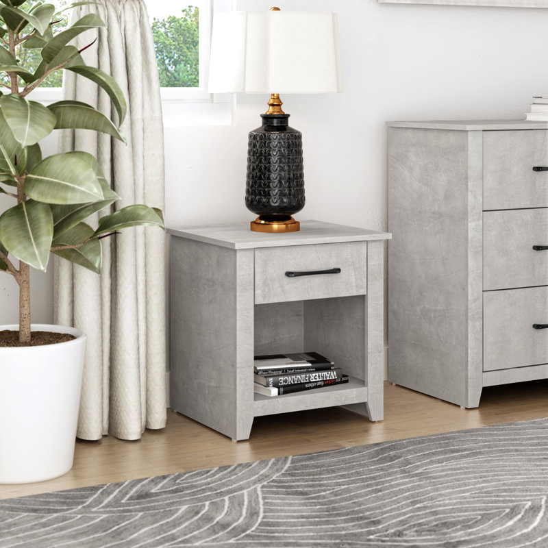 Walter 20.3" 1 Drawer Nightstand, Dusty Gray Oak