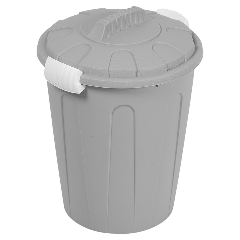 Horsten Plastic Manual Lift Kitchen Trash Can, Grey, 23 Litres