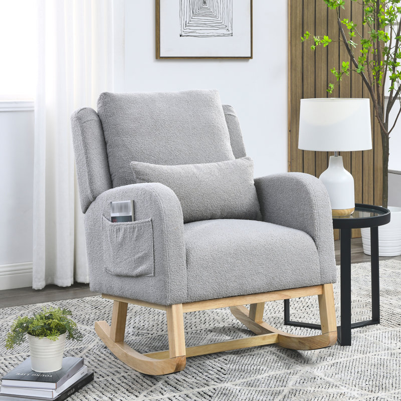 Fauteuil à bascule moderne à dossier haut avec coussin lombaire et poches latérales Modern