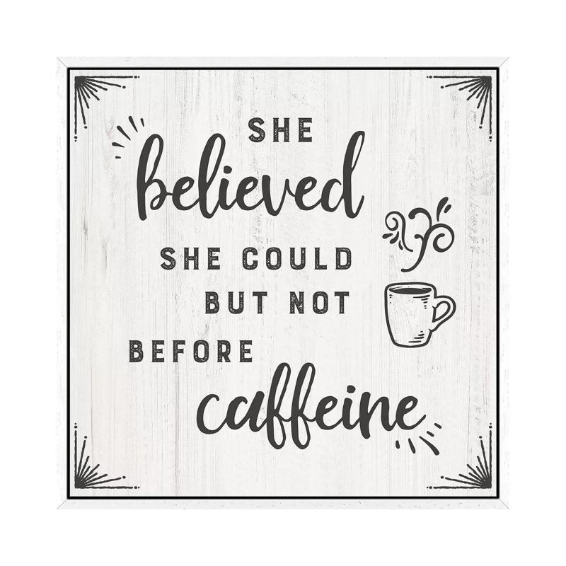 Caffiene - Print on Canvas, 93.98cm H x 93.98cm W x 3.81cm D, White Framed