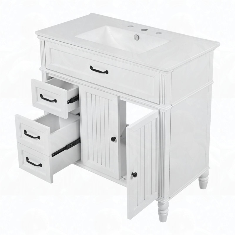 Solid Frame and MDF Board with Sink, White