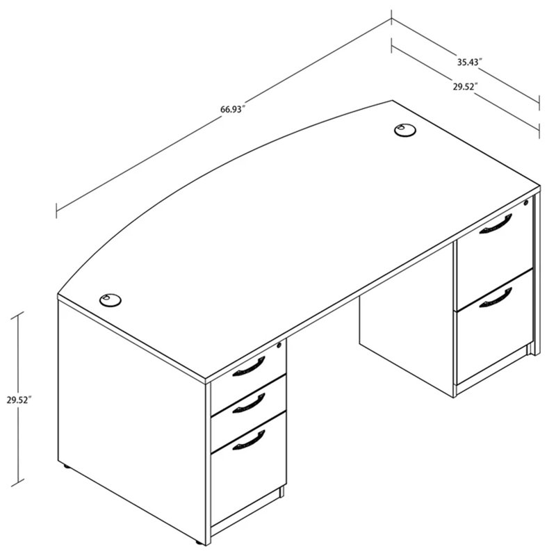 Executive Desk With Two File Cabinets, Brown