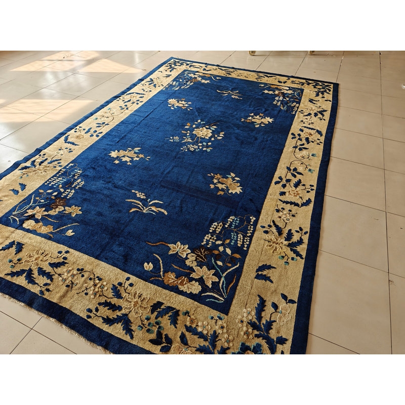 Antique Peking Room Size Wool Blue Rug