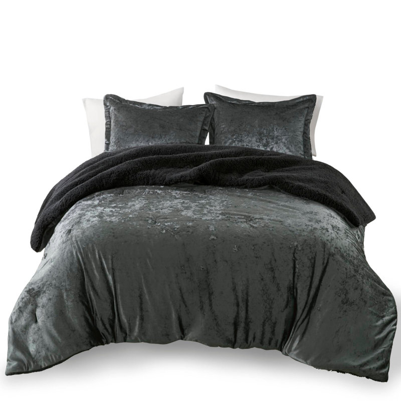 3 PCSSoft Bedding Sets, Queen Comforter + 2 Additional Pieces, Charcoal