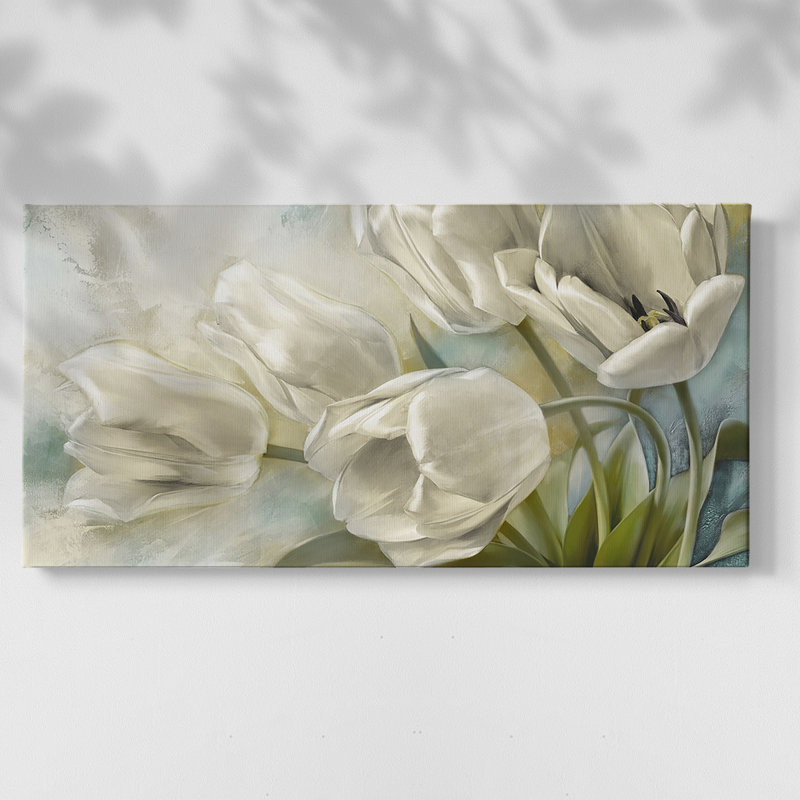 «Holland Tulips II», toile tendue avec châssis encadré, prête à être accrochée, H 21 po x l 41 po, Doré