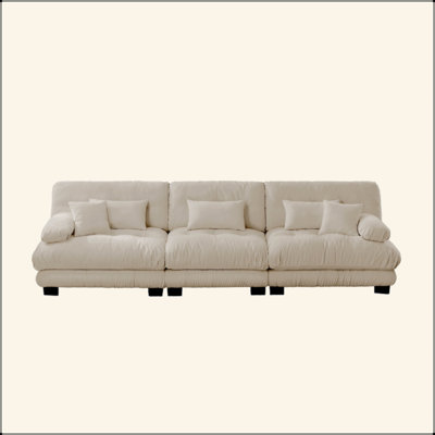 3-Seater Sectional Sofa Modular Deep Seat Sofa Couch , Chenille Sofa Soft Comfy Upholstered Furniture For Living Room, Apartment, Studio, Office,Chenille