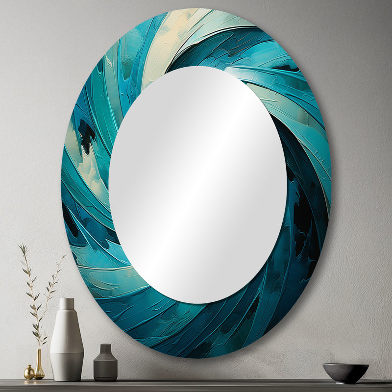 Miroir mural bleu sarcelle Majestic Motion II, 43 po x 33 po