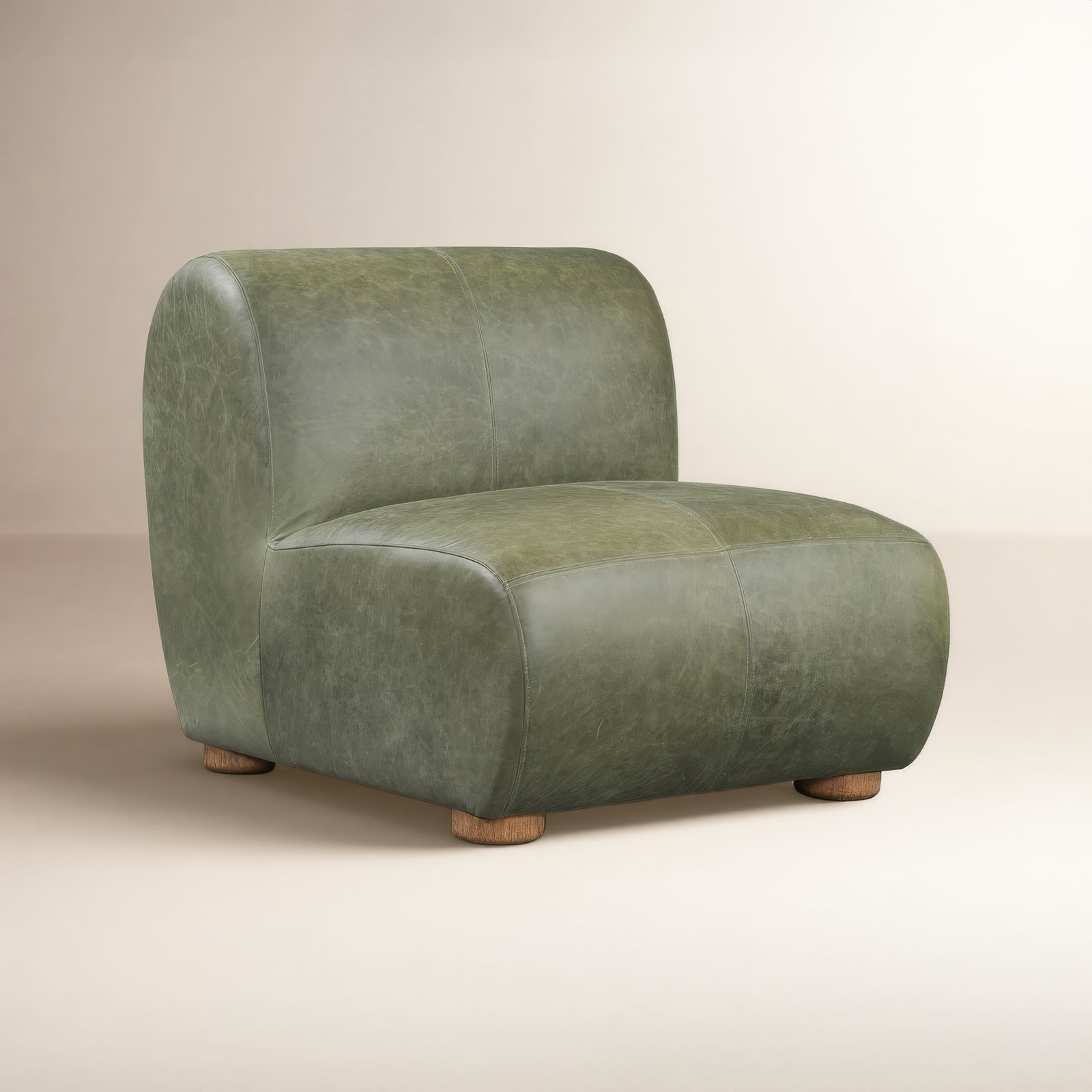 Arcadia Leather Accent Chair Autumn Brown, Green Genuine Leather