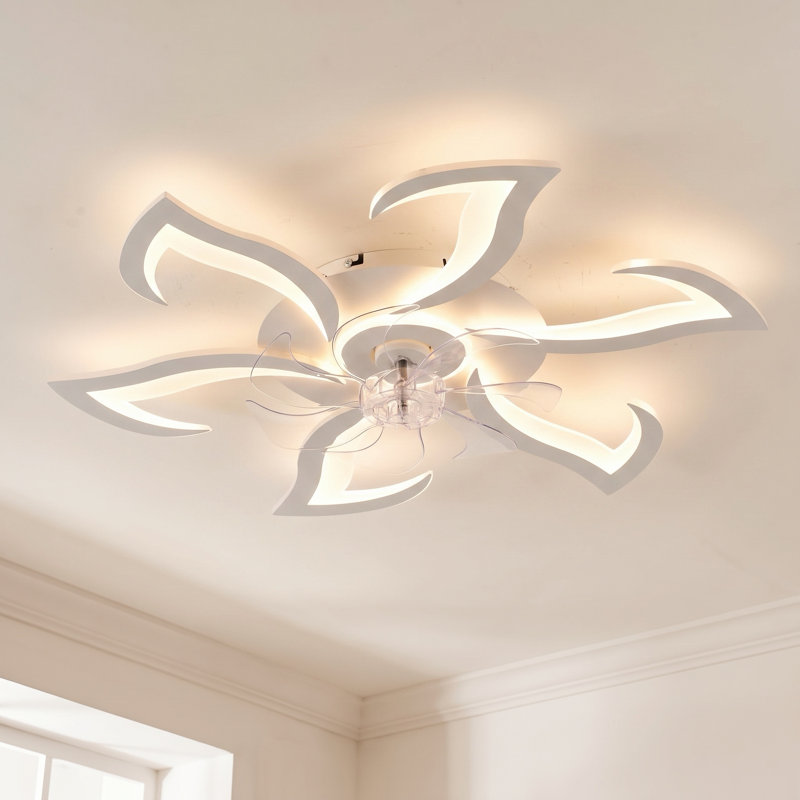 Ventilateur de plafond encastré contemporain de 32 pouces avec lumière DEL à intensité variable (blanc)
