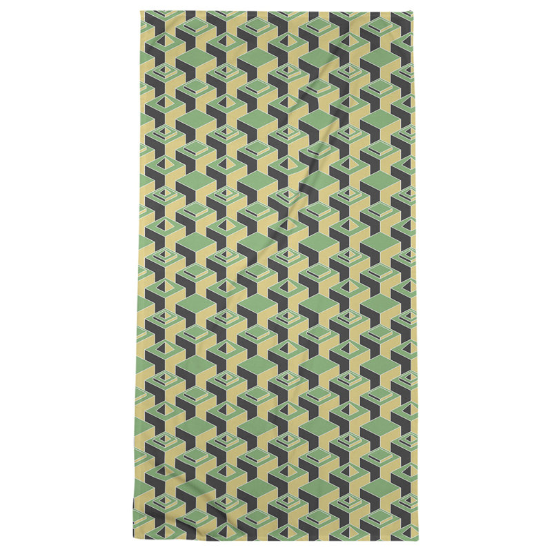 Jordao Bath Towel, Green/Yellow/Black