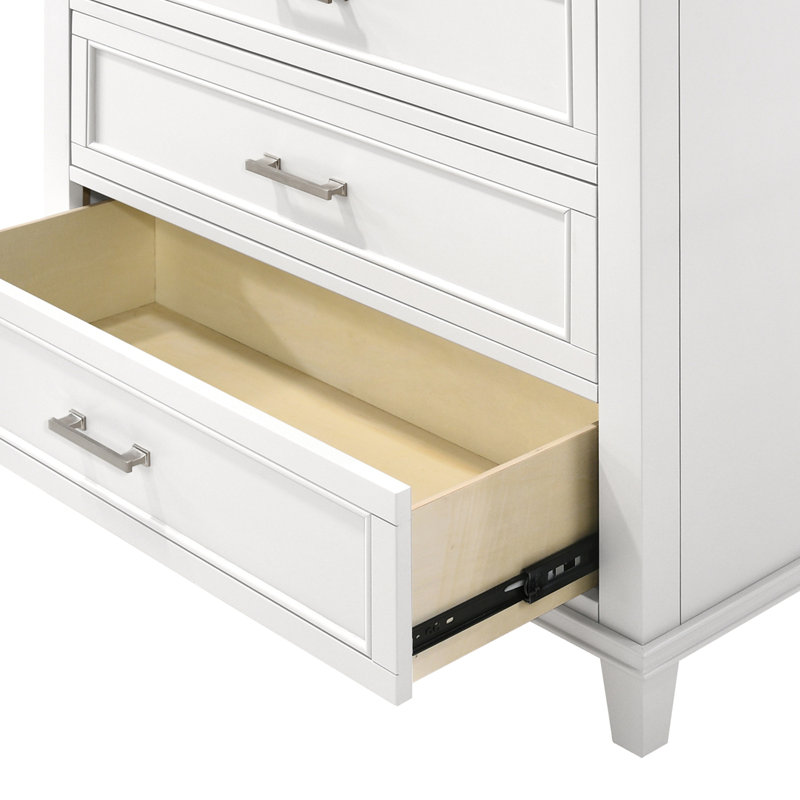 White 5 Drawer Chest, White