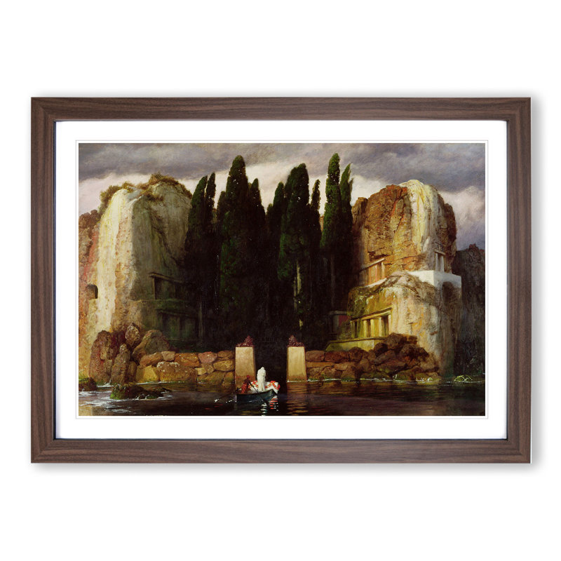 The Isle of the Dead Vol.3 by Arnold Bocklin - Picture Frame Painting, 36cm H x 48cm W x 2cm D, Walnut