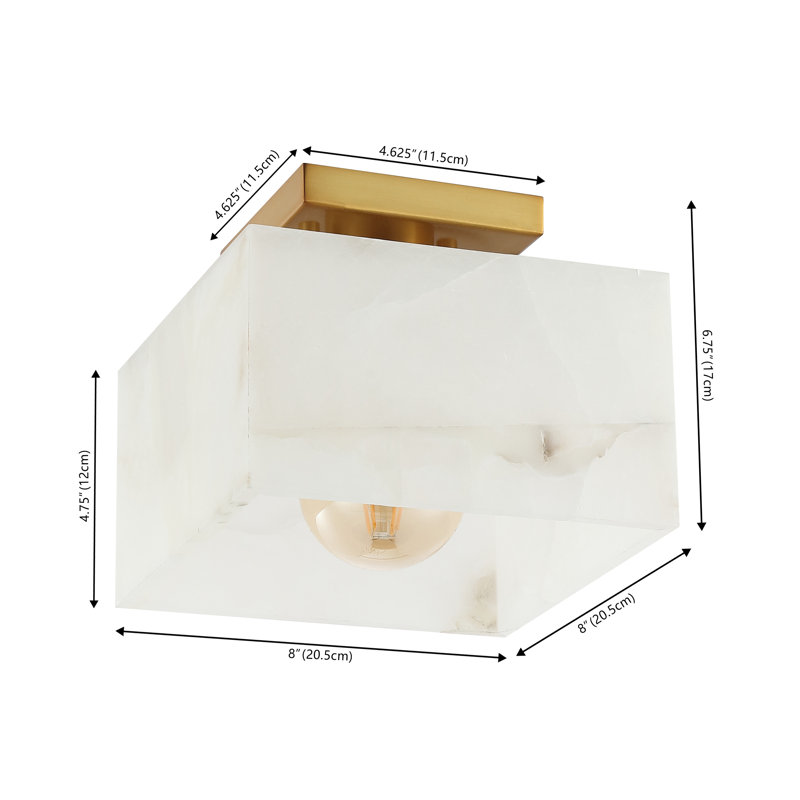 Plafonnier semi-encastré Dereham, Doré, H 6,75 po x l 8 po x P 8 po