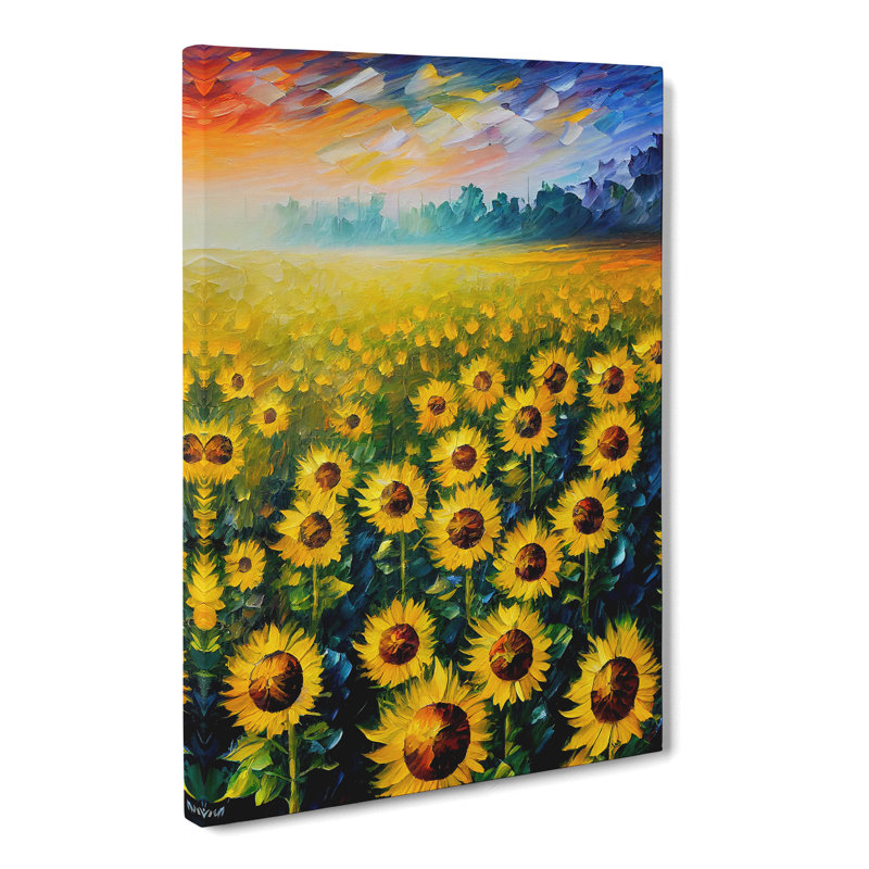 Maratea Sunflower Field Painted - Wrapped Canvas, 50cm H x 35cm W