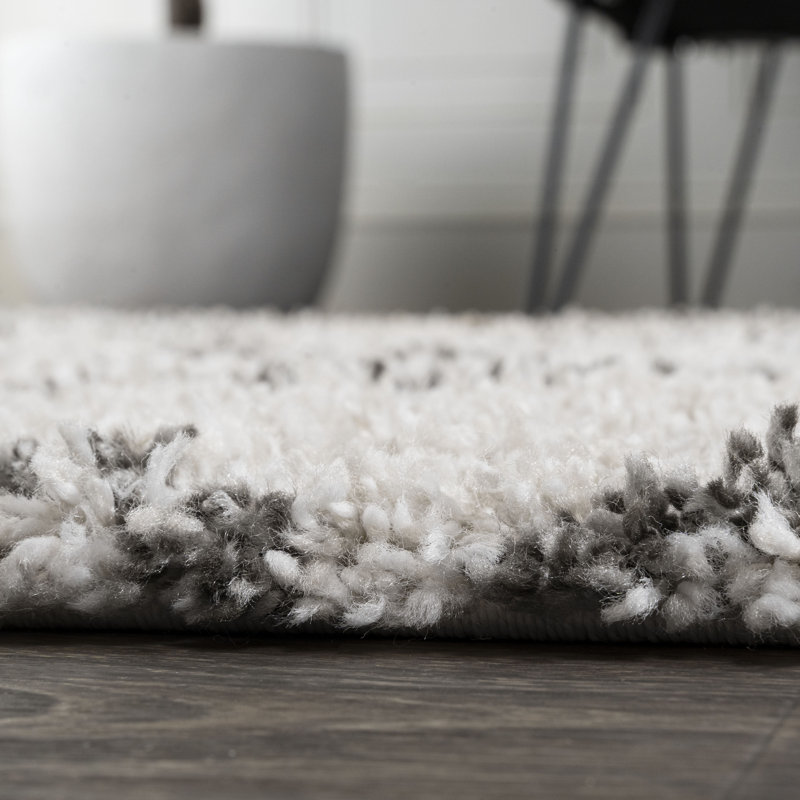 Schlemmer Diamond Trellis Shag Beige/Dark Gray Rug, Rectangle 3' x 5'