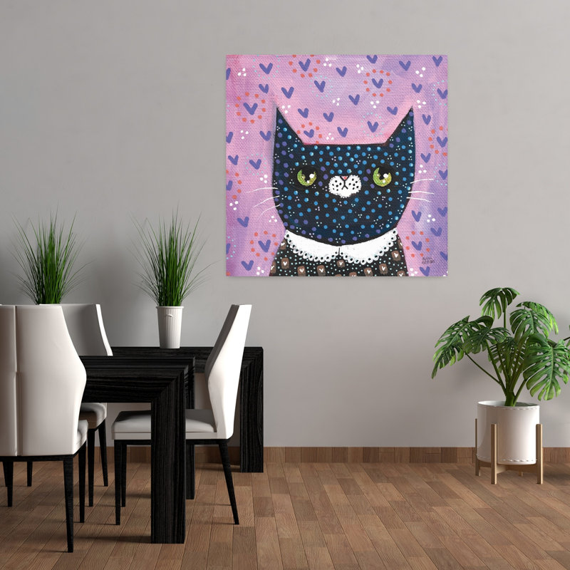 Kooky Cat I, art contemporain pour chat, H 36 po x l 36 po